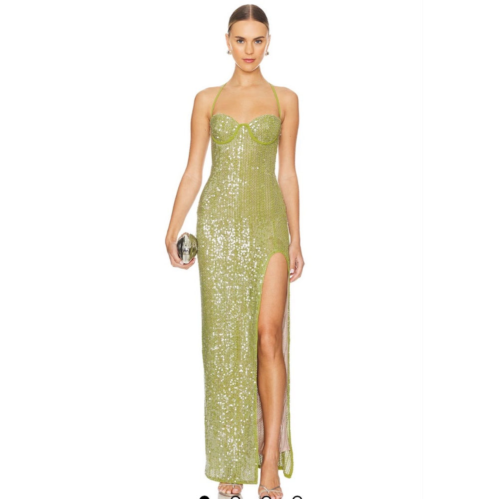 Small Brihante Sequin Maxi Dress in Island Green
Camila Coelho